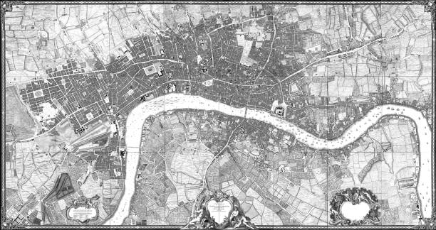 illustrations, cliparts, dessins animés et icônes de historic map de londres (18e siècle - style du xviiième siècle