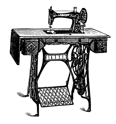 19th-century engraving of an early sewing machine (isolated on white). Published in Specimens des divers caracteres et vignettes typographiques de la fonderie by Laurent de Berny (Paris, 1878).19th-century illustration of an early airplane (isolated on white). CLICK ON THE LINKS BELOW TO SEE SIMILAR IMAGES: