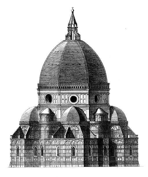 kathedrale von florenz antiken architektur/illustrationen - cathedral stock-grafiken, -clipart, -cartoons und -symbole