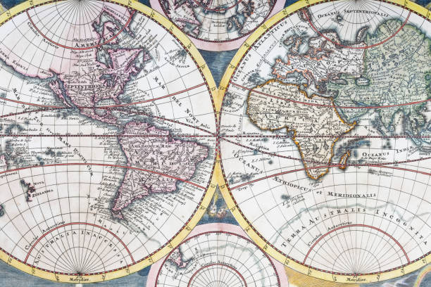 istock Detail copper engraving of world map from 1720 171145997