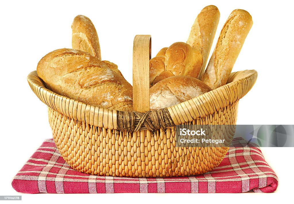 Pane in un cestino di vimini - Foto stock royalty-free di Cestino