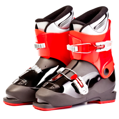 Ski boots for juniors, isolated on white background. Click for more similar images: