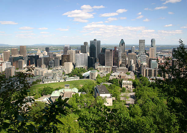 Montreal, Quebec - May 23, 2024: View of the montreal cityscape from above.
