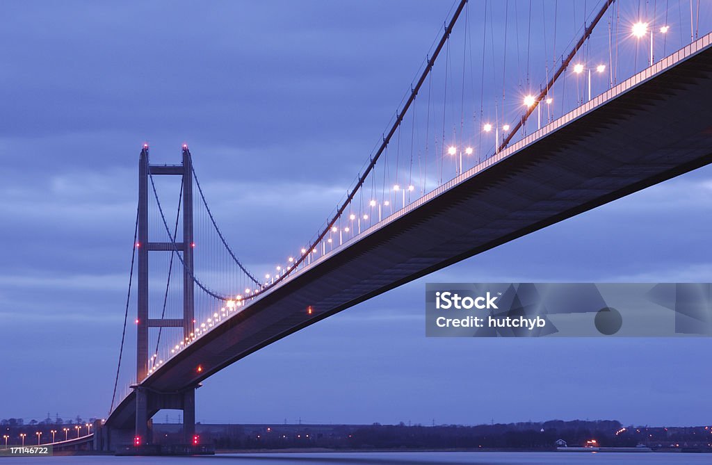 Humber Bridge at Twilight The Humber Bridge in Hull, East Yorkshire at dusk. Kingston upon Hull Stock Photo