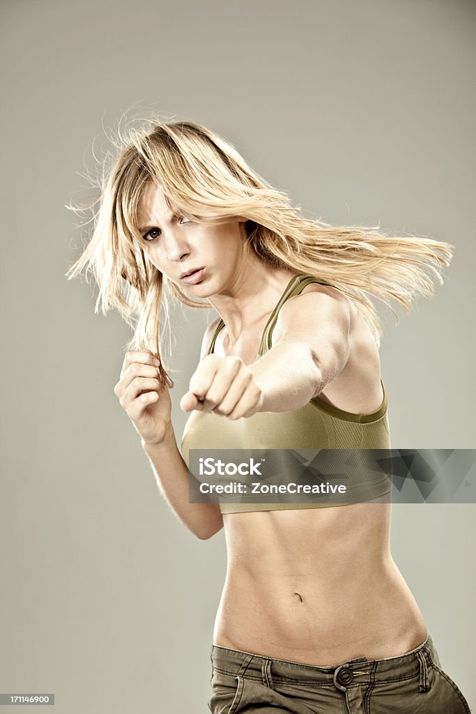 beautiful girl with military clothes punch portrait  Adult Stock Photo