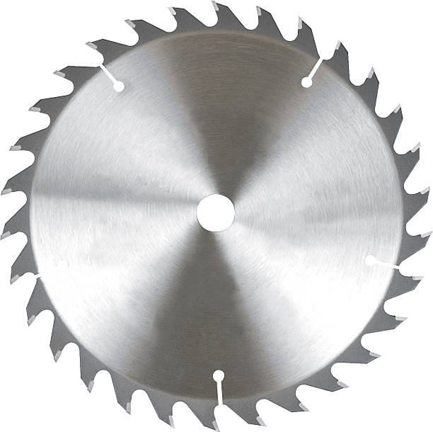 istock Illustration of silver jagged saw blade on white background 171146906