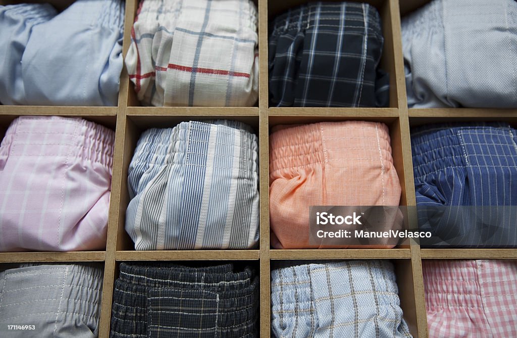 boxed boxers display of boxers Men's Underpants Stock Photo