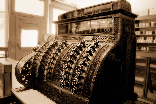 istock Old Fashioned Sepia Cash Register Still Doing Business 171147027