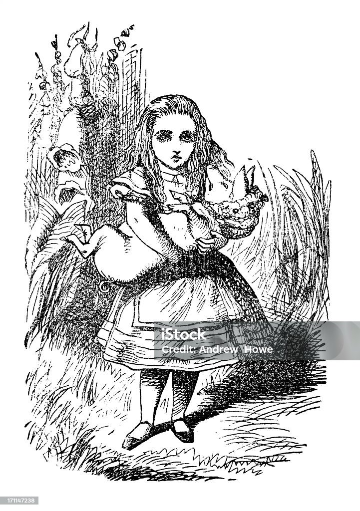 Alice com porco - Ilustração de Alice no País das Maravilhas royalty-free