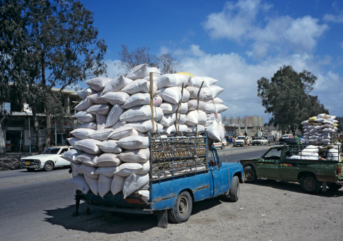 loaded trucksyemen, hinterland road