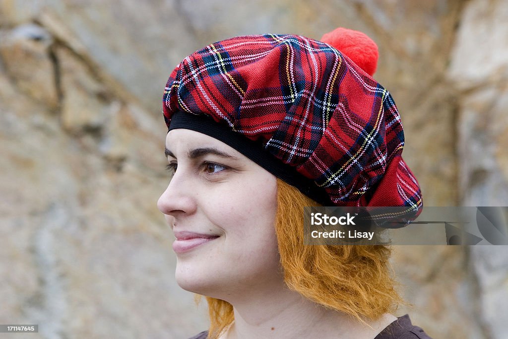 Scottish donna - Foto stock royalty-free di Berretto scozzese Tam O'Shanter