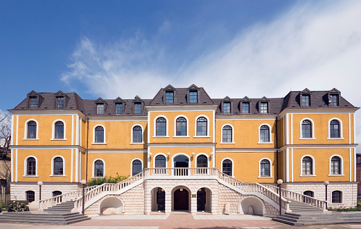 Bruhl, Germany, September 17, 2023: Augustusburg and Falkenlust Palaces historical building complex in Br hl Germany