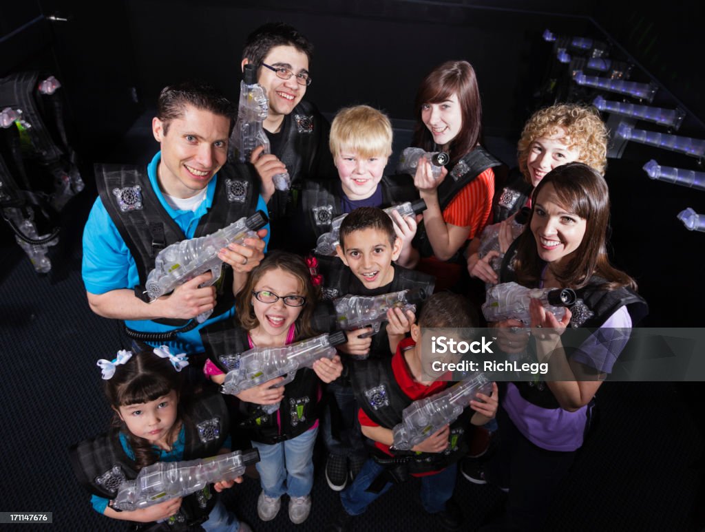 Laser Tag A team preparing for a game of laser tag. Laser Stock Photo
