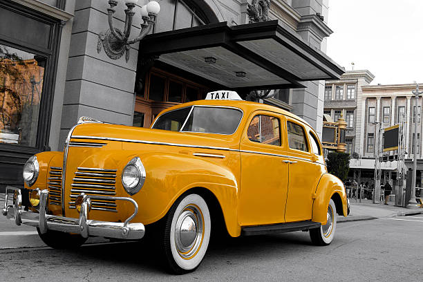 vintage new york taxi - yellow taxi foto e immagini stock