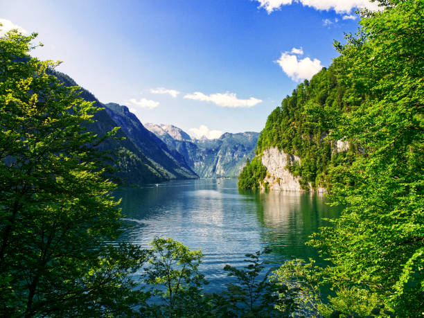 istock Lake Konigssee landscape reflections in Bavaria, Germany 1711479321