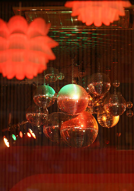 disco - mirror balls a club in hamburgs notourius st. pauli disco dancing stock pictures, royalty-free photos & images
