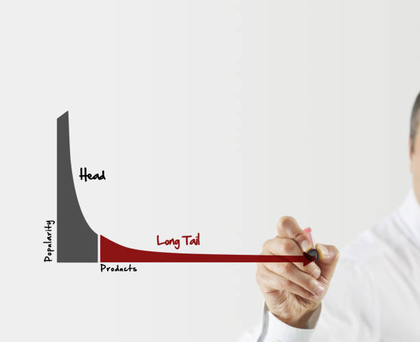 diagrama de cauda comprida - tail long marketing internet imagens e fotografias de stock