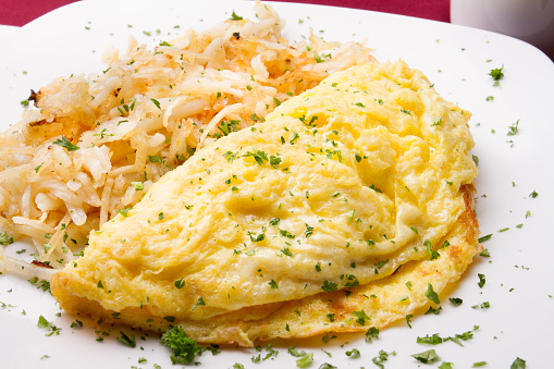 Cheese Omelet with Hash Browns