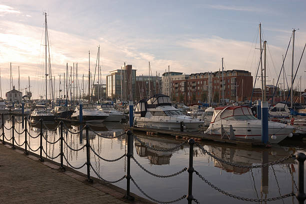 Hull Marina Hull Marina, East Yorkshire at twilight. kingston harbour stock pictures, royalty-free photos & images