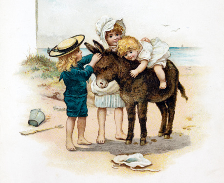 Children on a Donkey19th Century Illustration by Harriett M Bennett