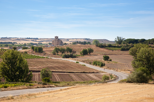 Castile and Leon region rural landscape, Spain. Spanish fields panorama
