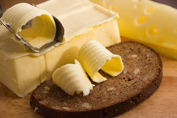 manteiga e pão - butter dairy product butter dish milk - fotografias e filmes do acervo