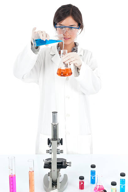 apotheken arbeiten - scientist research test tube lab coat stock-fotos und bilder