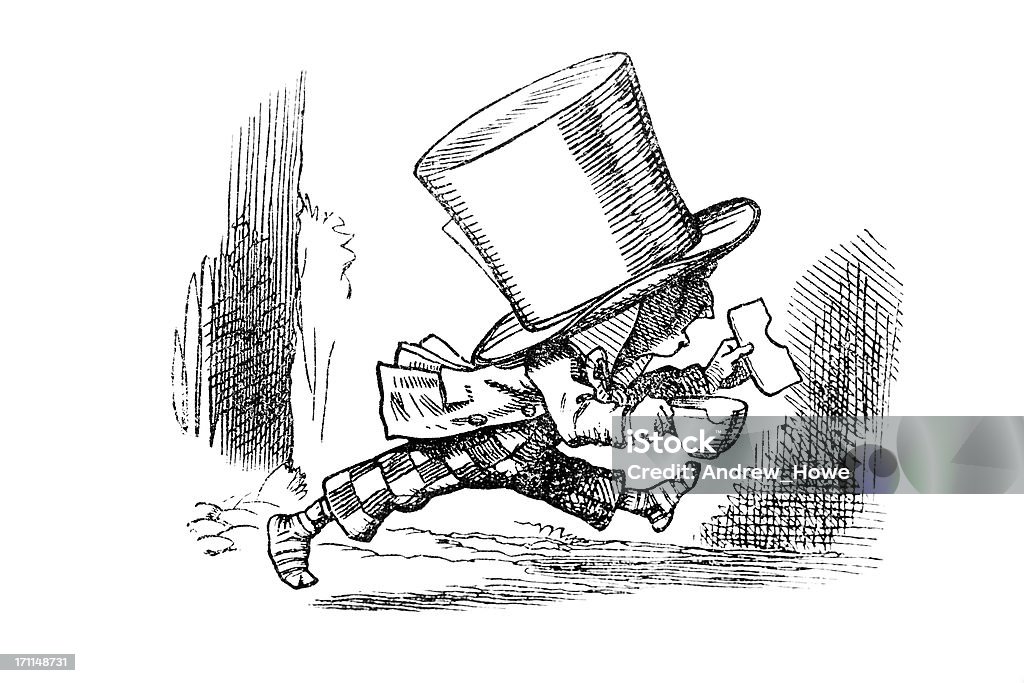 The Mad Hatter Alice in WonderlandIllustration by Sir John Tenniel (28 February 1820 aa 25 February 1914)19th Century Illustration Mad Hatter stock illustration