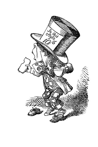 szalony kapelusznik - alice in wonderland fairy tale tea party old fashioned stock illustrations