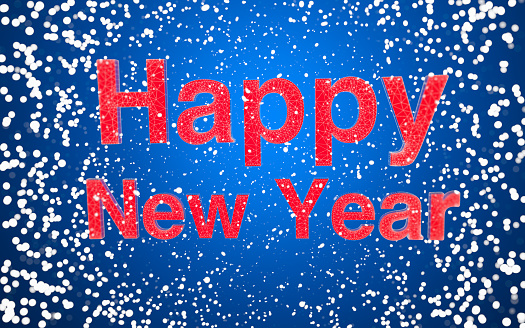 Happy New Year Text with Snowy Background