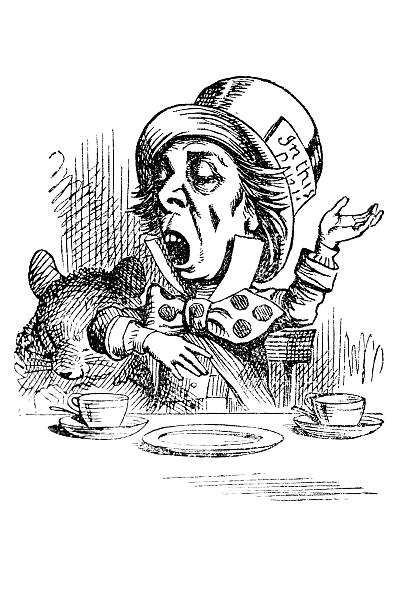 szalony kapelusznik - alice in wonderland fairy tale tea party old fashioned stock illustrations