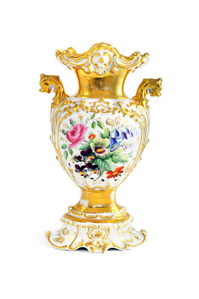 antique biedermeier (time 1815-1840) vase with flowers stock photo