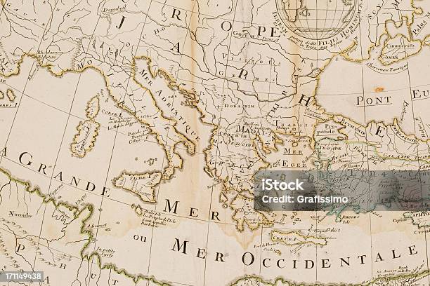 Ilustración de Mapa Antiguo Del Mar Mediterráneo 1712 y más Vectores Libres de Derechos de Mapa - Mapa, Mar Mediterráneo, Siglo XVII