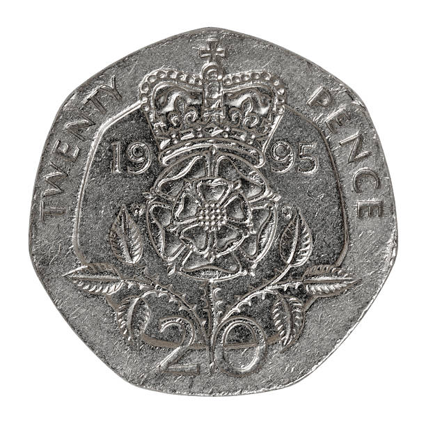 istock Single used twenty Pence coin from 1995, isolated on white 171149812