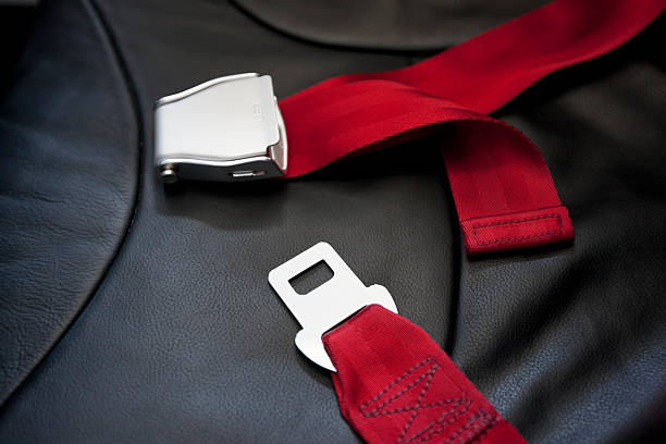 Commercial airliner seat belt. stock photo