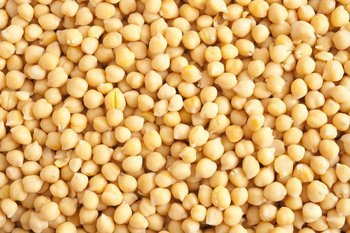 Top view of soaked chickpeas