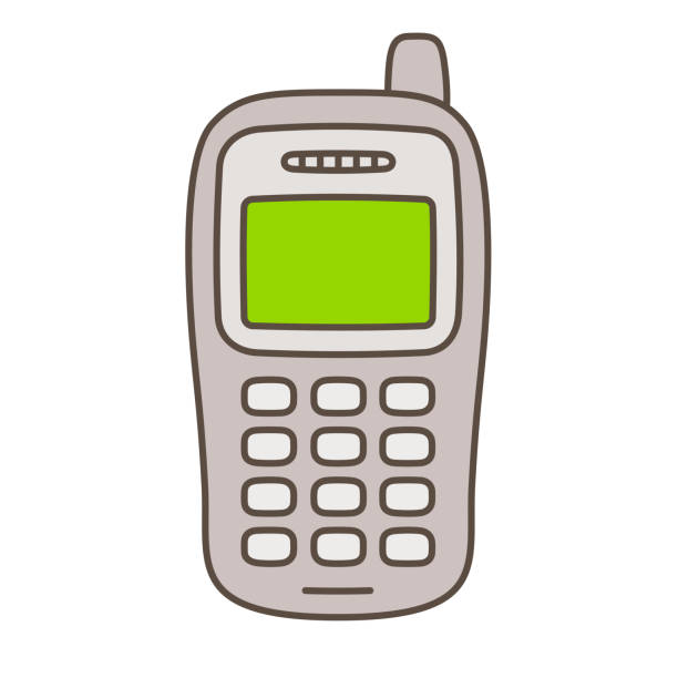 ilustrações, clipart, desenhos animados e ícones de desenho de telefone móvel à moda antiga - old mobile phone telephone obsolete