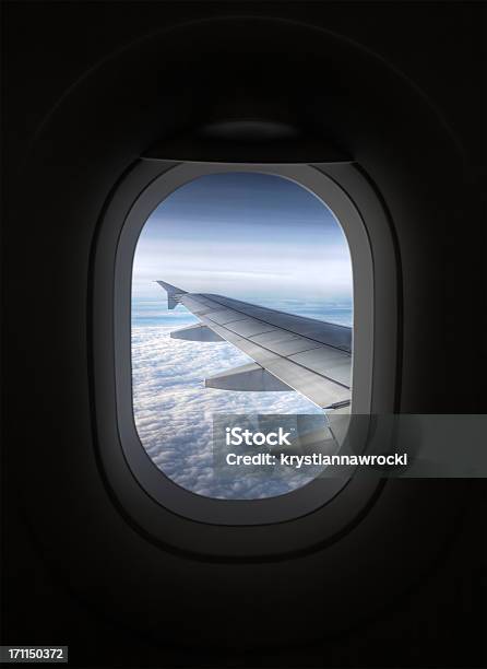 View Looking Through An Airplane Window Stock Photo - Download Image Now - Airplane, Window, Porthole