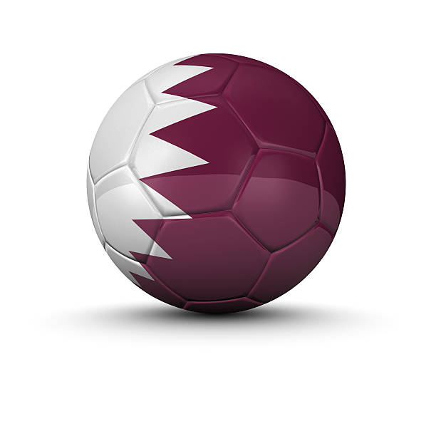 도하행 축구공 - qatari flag 뉴스 사진 이미지