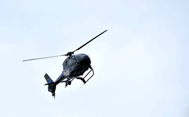 A Baltimore Police Helicopter banks overhead to observe what a photographer is taking pictures of, so much for privacy.