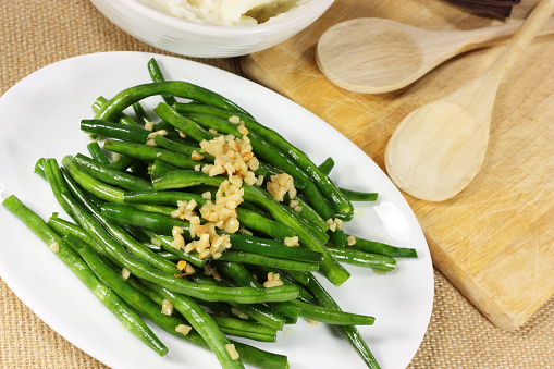 Whole Green beans sautéed with olive oil and garlic