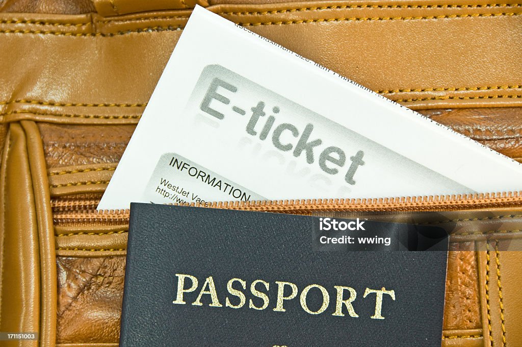 Zjednoczonych paszport i bilet elektroniczny - Zbiór zdjęć royalty-free (Skóra - Tworzywo)