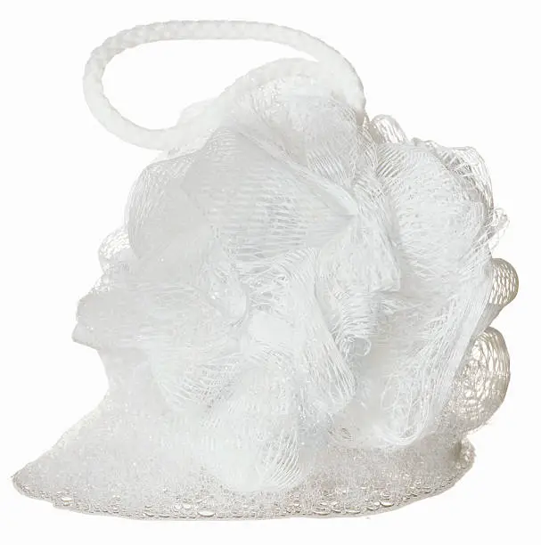 isolated white Loofah, bath sponge