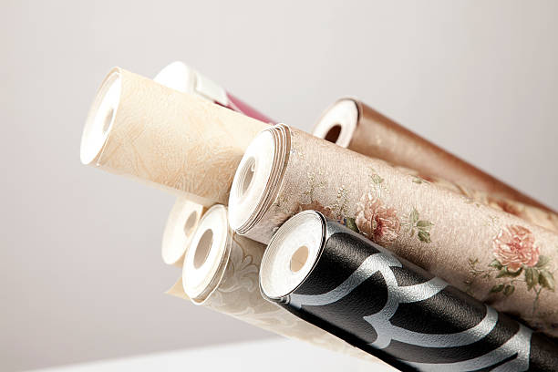 rollos de papel tapiz - papel de pared fotografías e imágenes de stock