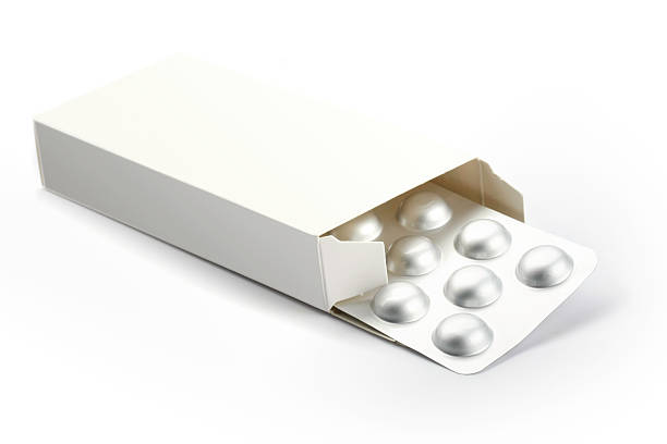 blisters with pills in a box isolated on white
