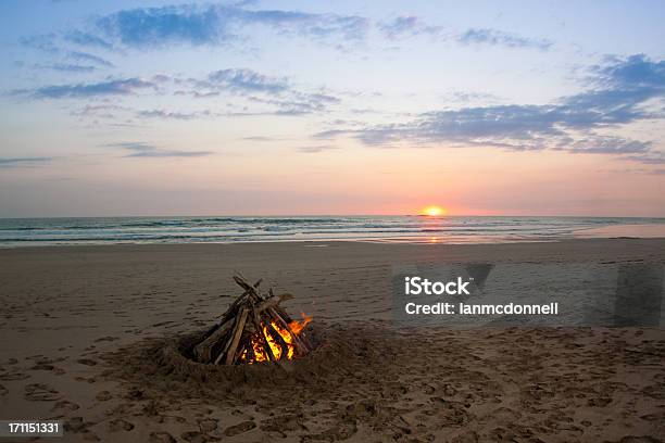 Fire Stock Photo - Download Image Now - Beach, Fire - Natural Phenomenon, Sunset