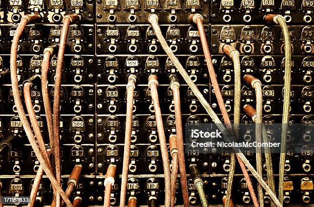 Old Switchboard With Dangling Wires Stock Photo - Download Image Now - Telephone Switchboard, Cable, Old
