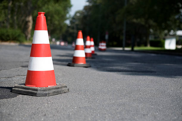 istock Row of traffic cones - selective focus 171152224