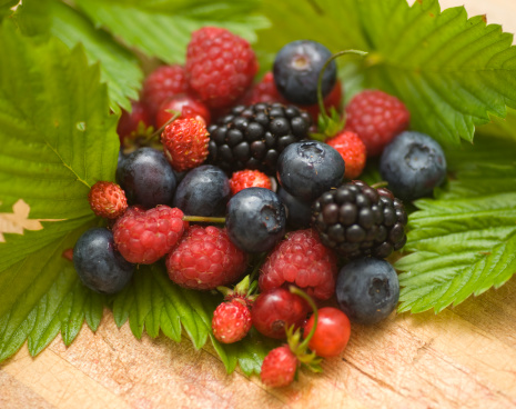 forest berries fruits in full-frame macro shot