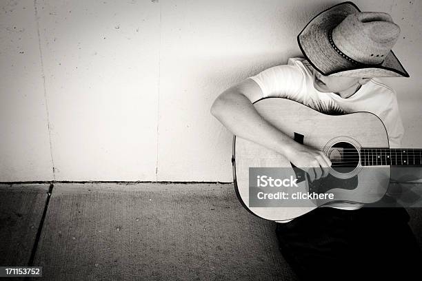 Cowboy Playing Guitar With Copy Space Stock Photo - Download Image Now - Country and Western Music, Acoustic Guitar, Arts Culture and Entertainment